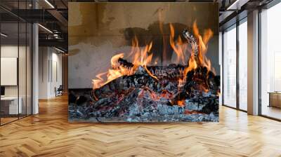 burning wood Wall mural