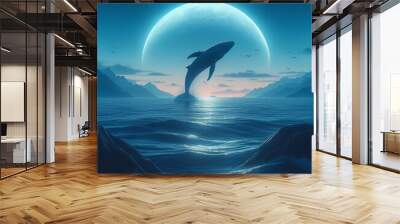 silhouette of a whale Wall mural