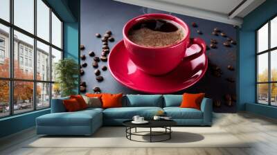 Coffee festivity on all fools' day highlighting a crimson cup Wall mural