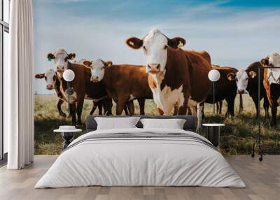 cows in the field Wall mural