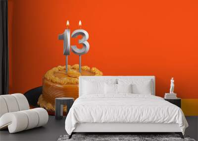 Birthday cake with dulce de leche frosting - Candle number 13 Wall mural