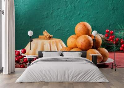 buñuelos and natilla, delicious colombian combination Wall mural