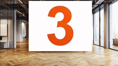 Number 3 - Three digit on foamy rubber background Wall mural