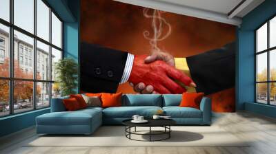 Businessman making a pact with the devil Wall mural