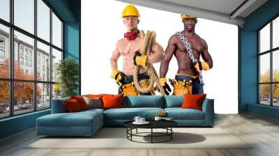 Strong construction workers Wall mural