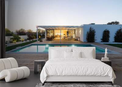 Modern villa with pool and garden Wall mural