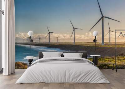 Wind turbines on a coastal Wind Farm, Albany, Western Australia, Australia Wall mural