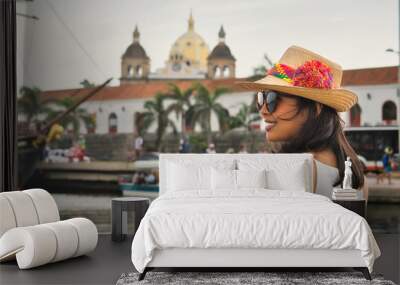 young woman in Cartagena Colombia Wall mural