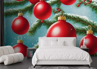 Christmas Card. Christmas Holiday Background. Ai generated image Wall mural