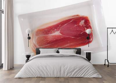 Prosciutto packaging. Isolated Wall mural