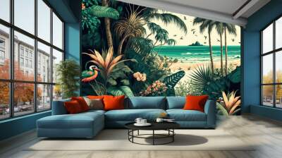 Tropical Plants Retro wallpaper Wall mural