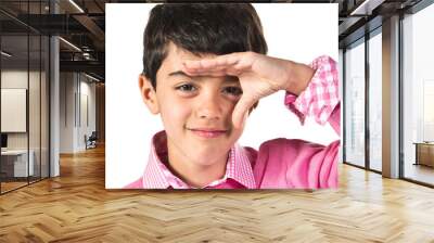 Boy showing something Wall mural