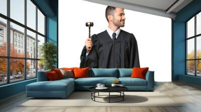 Judge caucasian man over isolated background looking side Wall mural