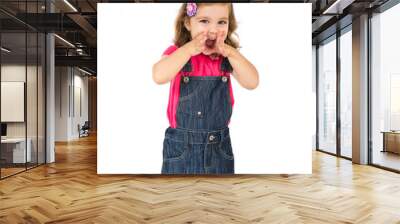 Kid shouting over white background Wall mural