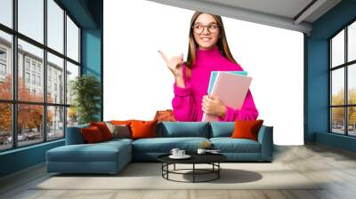 Teenager student caucasian girl over isolated background pointing up a great idea Wall mural