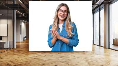 Young Uruguayan woman over isolated background laughing Wall mural