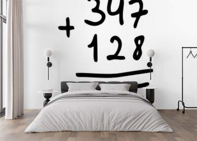 Addition calculation freehand illustration Wall mural