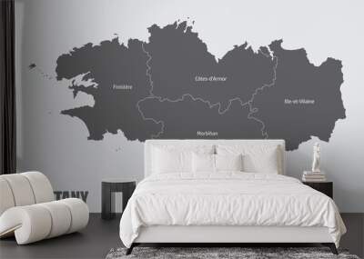 Brittany administrative map Wall mural