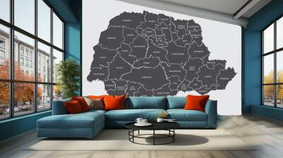 Parana State regions map Wall mural