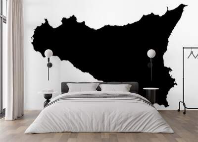 Sicily silhouette map Wall mural