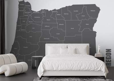 The Oregon State counties map with labels Wall mural