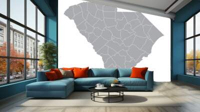 The South Carolina isolated map and its counties Wall mural