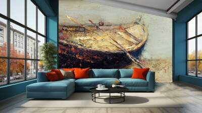 Fishing boat on the shore Wall mural