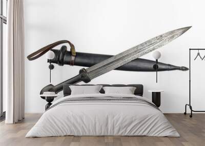 Old Caucasian dagger with a scabbard on a white background, isolated Wall mural