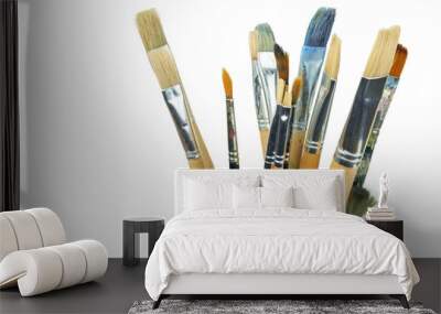 Set of various professional paint brushes in the jar Wall mural