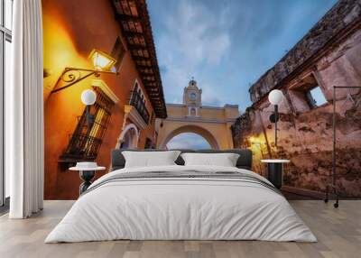 Antigua Guatemala Arch Scene during Sunset Wall mural