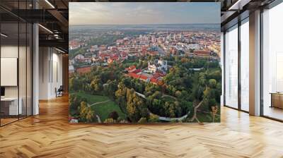 Centre of city of Pardubice and Castle Pardubice from airplane Wall mural