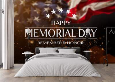 American flag with the text Memorial day. Wall mural