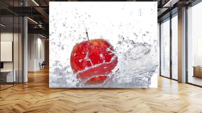 Apple with water splash isolated on white Wall mural