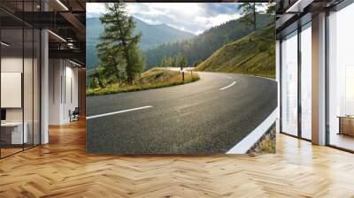 Asphalt road in Austria, Alps in a summer day. Wall mural