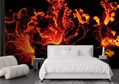 Close-up of volcano, dramatic volcanic eruption in Reykjanes peninsula Iceland Wall mural