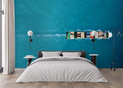 Container ship in export and import. International shipping cargo. Wall mural