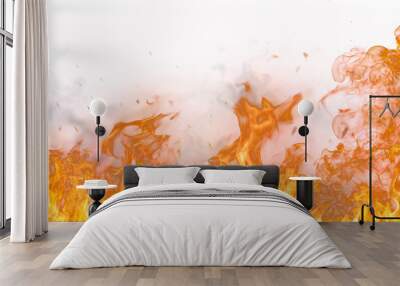 Fire flames on white background Wall mural