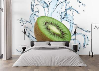 Fresh Kiwi with water splash Wall mural