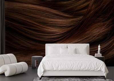 Macro shot of beautiful healthy long smooth flowing brown hair. Wall mural