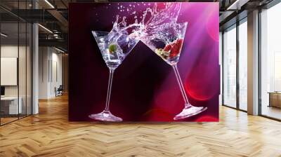 martini drinks over dark background Wall mural