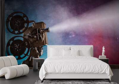 Old style movie projector, close-up. Wall mural