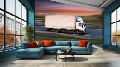 Small Truck on road, cargo transportation concept. Wall mural