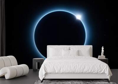 Solar eclipse on a black background Wall mural