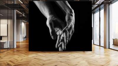 Male and female hands - black and white Wall mural