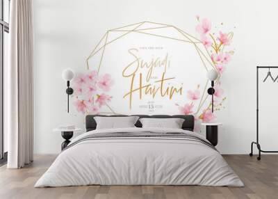 beautiful cherry blossom wreath and frame design Wall mural