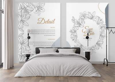 elegant hand drawn floral invitation card  Wall mural