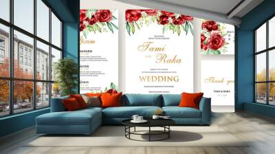 elegant watercolor floral wedding card template Wall mural