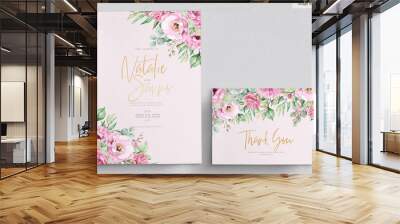 Elegant watercolor hand drawn floral wedding invitation card Wall mural