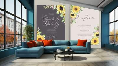 hand drawn summer floral background frame Wall mural