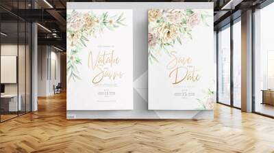 minimalist white roses wedding card set 
 Wall mural